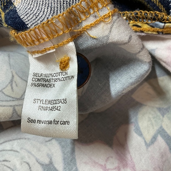 ARATTA SILENT JOURNEY Cotton Blend Button Front Mixed Print Shirt Roll Tab Sz L - Picture 8 of 13